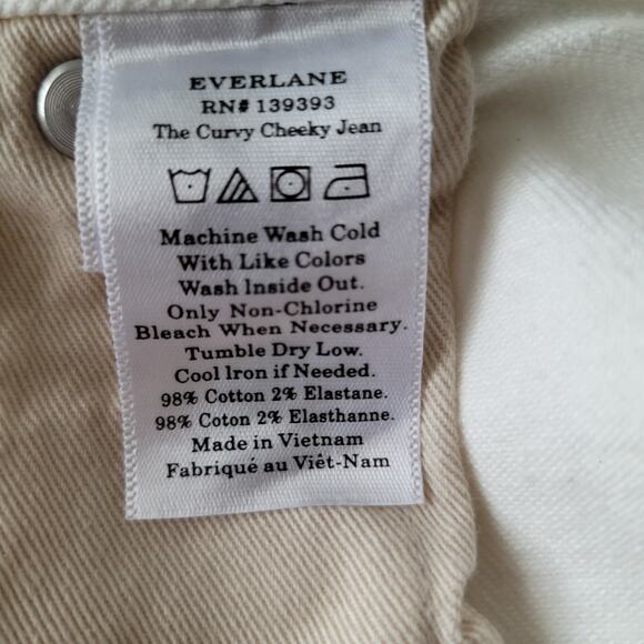 NWT Everlane Curvy Cheeky Jean High Rise Straight Size 34R White Classic Coastal - Picture 9 of 12